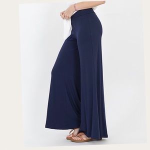 Pants - Navy Blue Plus Size Palazzo Gaucho Pants 1X 2X 3X Pants - Navy Blue Plus Size Palazzo Gaucho Pants 1X 2X 3X